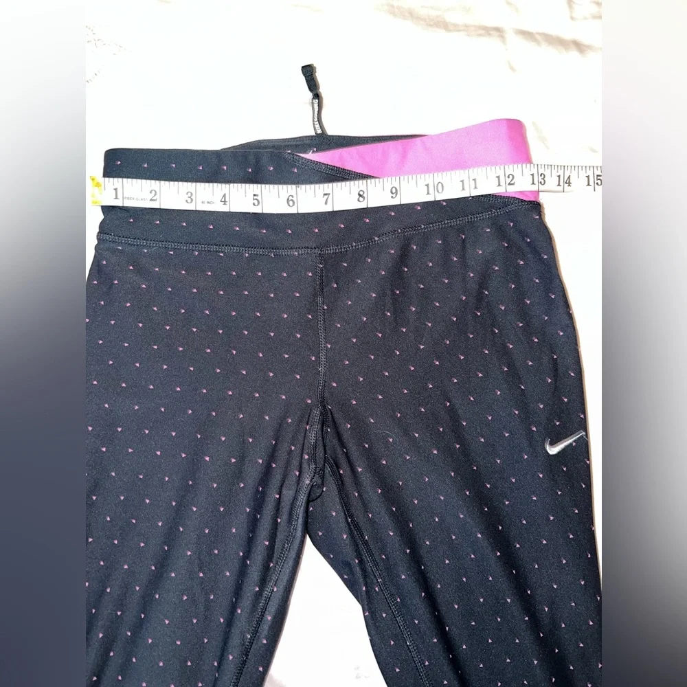 Nike Dri-FIT Capri Leggings Pink Black Polka Dot Print Size XS